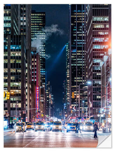 Selvklebende plakat New York Sixth Avenue at Night