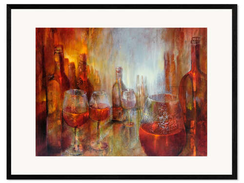 Innrammet kunsttrykk Still life wine glasses