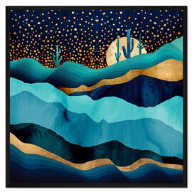 Gerahmter Kunstdruck Indigo Wüstennacht