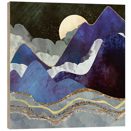 Wood print Midnight Hills