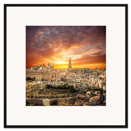 Impresión de arte enmarcada Toledo over sunset