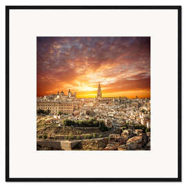 Impresión de arte enmarcada Toledo over sunset