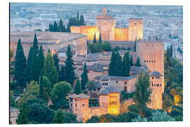 Alubild Festung der Alhambra bei Sonnenuntergang