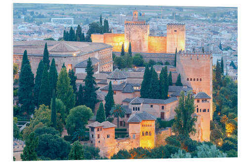 Foam board print Alhambra fortress at sunset