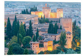 Print på skumplade Alhambra fortress at sunset