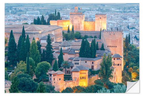 Wall sticker Alhambra fortress at sunset