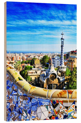 Print på træ Park Güell i Barcelona