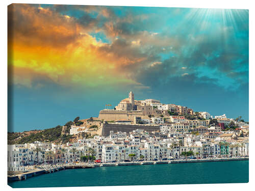 Leinwandbild Sonnenuntergang über Ibiza