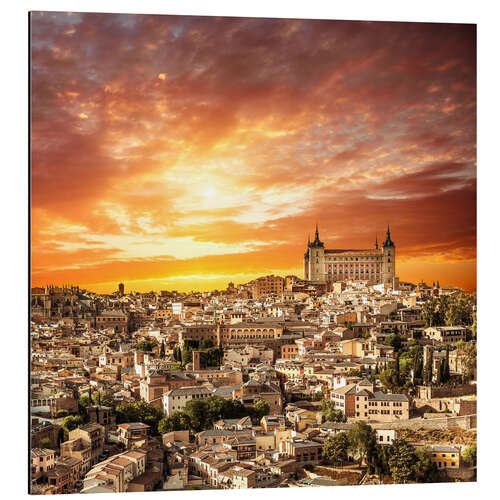 Aluminiumsbilde Toledo over sunset