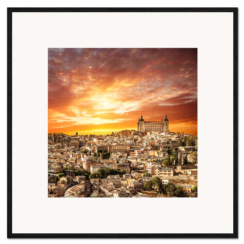 Inramat konsttryck Toledo over sunset