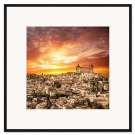 Inramat konsttryck Toledo over sunset