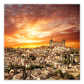 Poster Toledo bei Sonnenuntergang