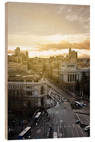 Wood print Madrid in Spain