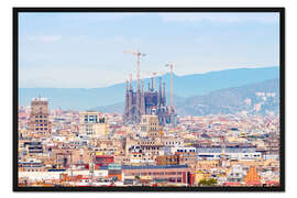 Gerahmter Kunstdruck Barcelona mit der Kathedrale von Gaudí