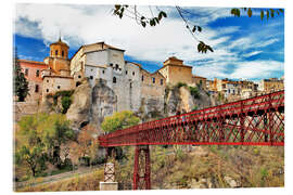 Acrylglasbild Cuenca, Ansicht mit Brücke