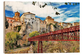 Quadro de madeira Cuenca,view with bridge