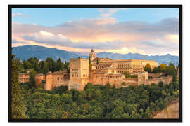 Gerahmter Kunstdruck Alhambra mit Comares-Turm