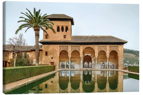 Canvas print Pool in the Alhambra garden, Granada