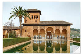 Selvklebende plakat Pool in the Alhambra garden, Granada