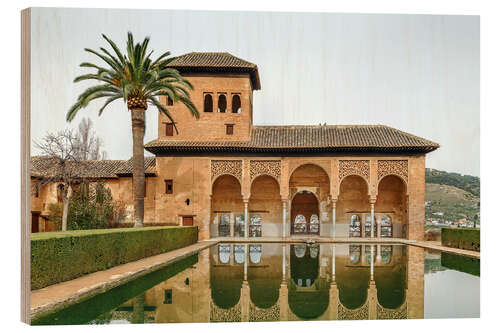 Holzbild Pool im Alhambra-Garten, Granada