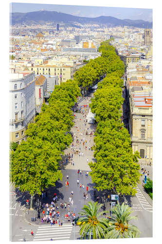 Acrylglas print Barcelona and Las Ramblas with the Columbus Column