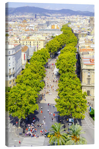 Tableau sur toile Barcelone et les Ramblas avec la colonne Christophe Colomb