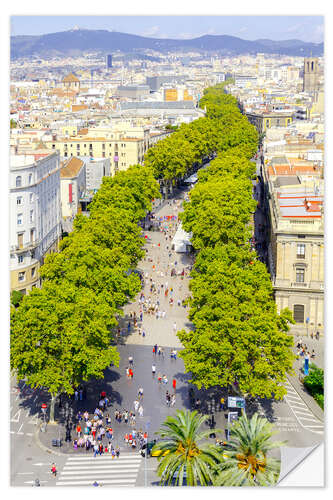 Muursticker Barcelona and Las Ramblas with the Columbus Column