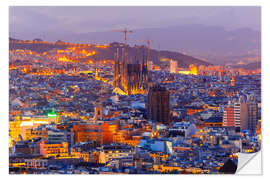 Selvklæbende plakat Luftfoto af Barcelona