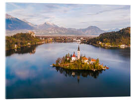 Acrylglasbild See Bled und Insel im Herbst, Slowenien