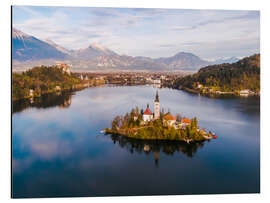 Aluminium print Lake Bled and island in autumn, Slovenia