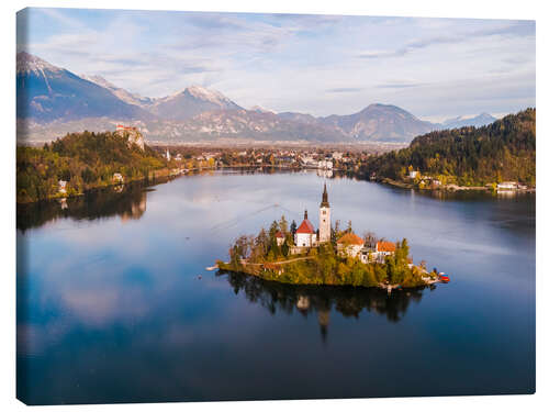 Canvas print Lake Bled and island in autumn, Slovenia