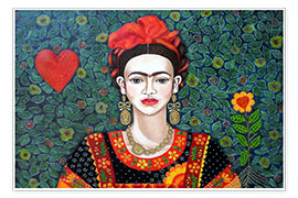 Tavla  Frida Kahlo, hjärtans drottning (detalj) - Madalena Lobao-Tello