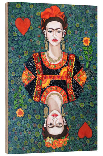 Cuadro de madera Frida Kahlo, reina de corazones