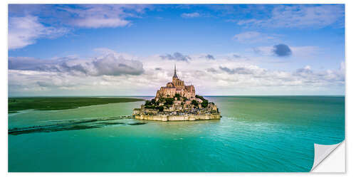 Selvklebende plakat Tidal Island Le Mont Saint-Michel