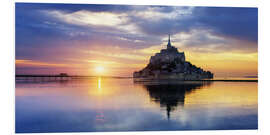 Hartschaumbild Le Mont-Saint-Michel bei Sonnenuntergang