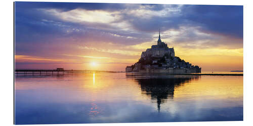 Tableau en plexi-alu Le Mont-Saint-Michel at sunset