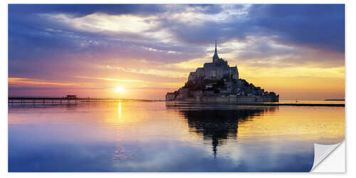 Selvklebende plakat Le Mont-Saint-Michel at sunset