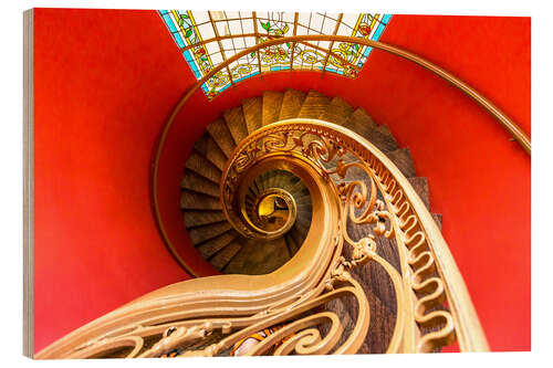 Wood print Spiral staircase in Brittany