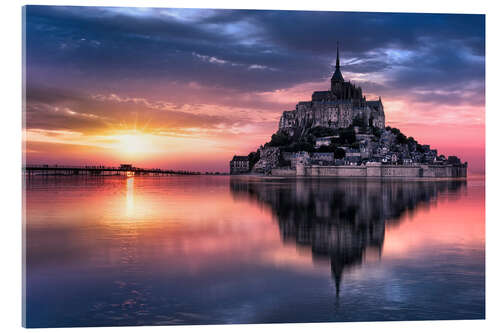 Acrylglas print Le Mont-Saint-Michel at sunset