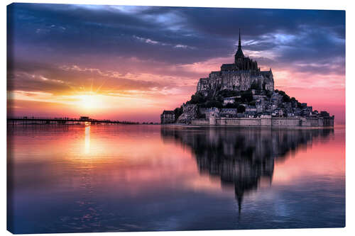 Tableau sur toile Le Mont-Saint-Michel au crépuscule