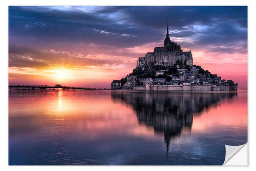 Vinilo para la pared Le Mont-Saint-Michel at sunset