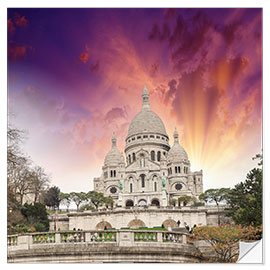 Selvklebende plakat Sacred Heart Cathedral in Montmartre