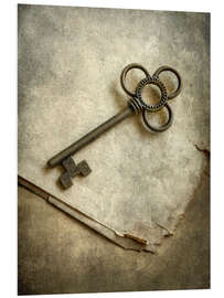 Foam board print Still life with old ornamented key