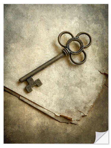 Adesivo murale Still life with old ornamented key