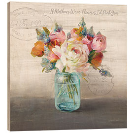 Wood print French Cottage Bouquet II