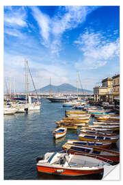 Selvklæbende plakat Napoli havn og Vesuv