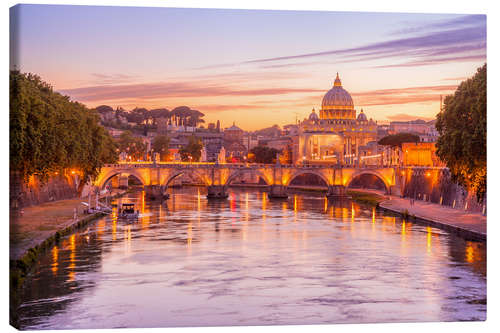 Lienzo Skyline of Rome in a magenta dawn