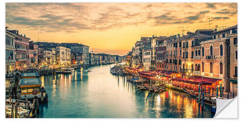 Selvklebende plakat Grand Canal at the blue hour