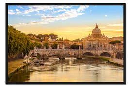 Gerahmter Kunstdruck Saint Peter-Basilika mit Sant'Angelo-Brücke