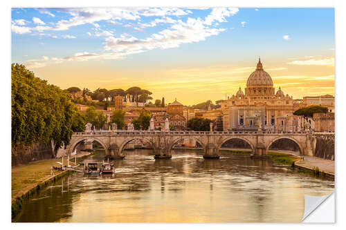 Selvklebende plakat Saint Peter Basilica with Sant'Angelo Bridge